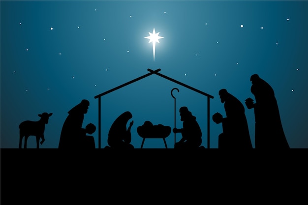 Silhouette nativity scene