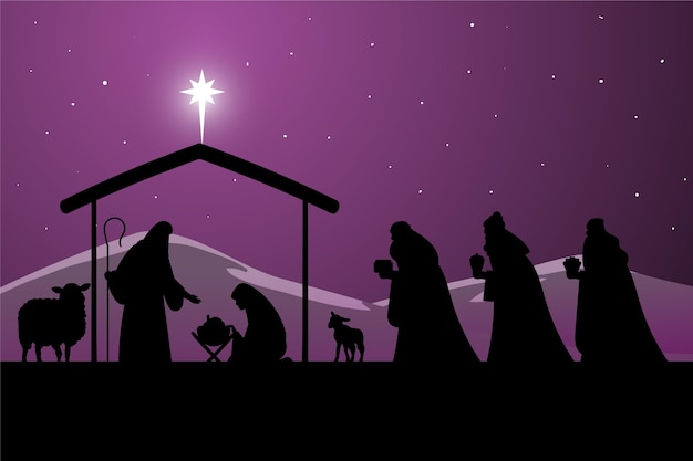 silhouette nativity scene