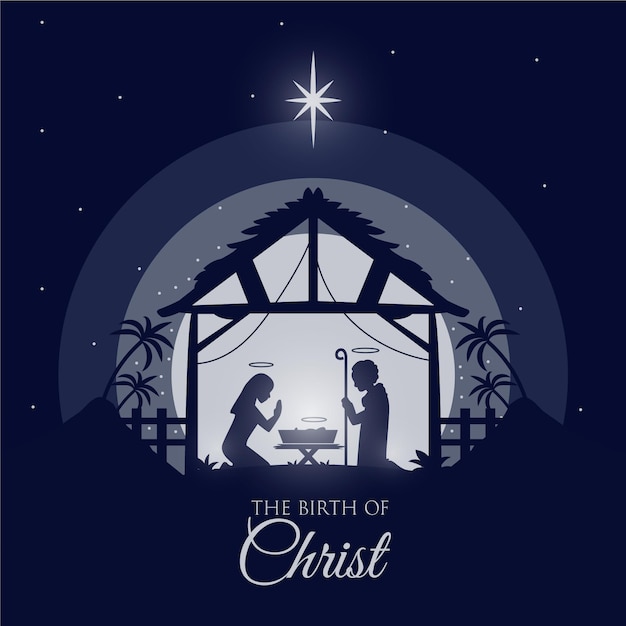 Free vector silhouette nativity scene