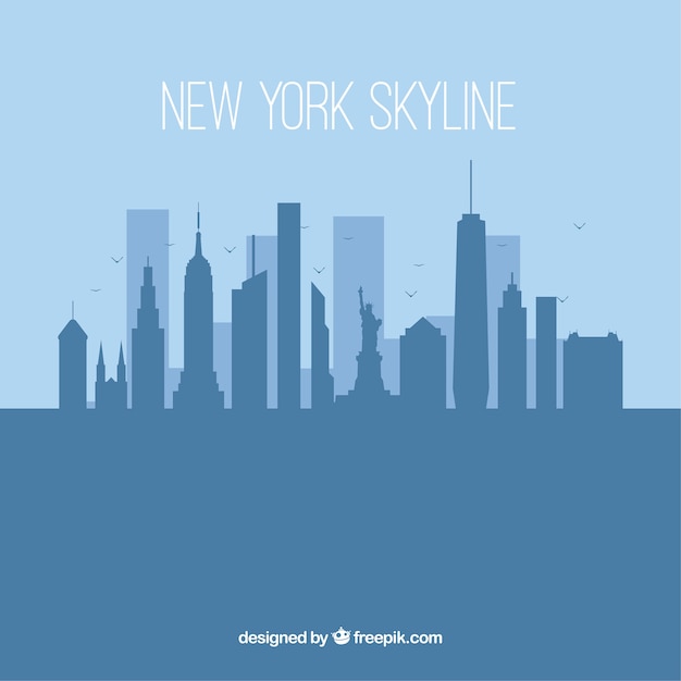 Силуэт фон Нью-Йорка горизонты в плоском стиле