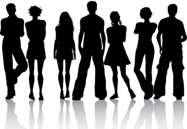 Download Free Silhouette Of A Group Of Friends Svg Dxf Eps Png Vector Svg File Free Download