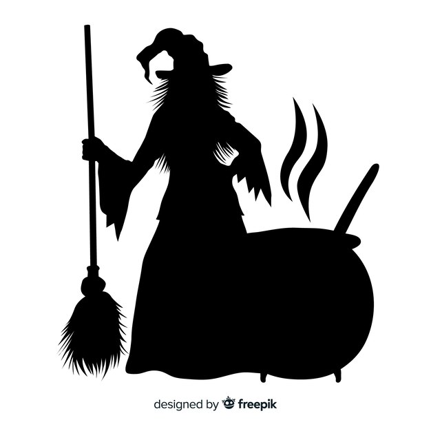 ほうきでかわいいハロウィーン魔女 無料のベクター