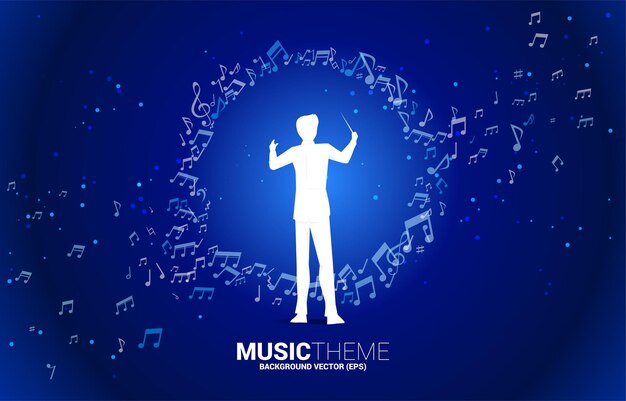 音符を伴ったオーケストラ指揮者の背景 無料のベクター 音符を伴ったオーケストラ指揮者の背景 無料のベクター