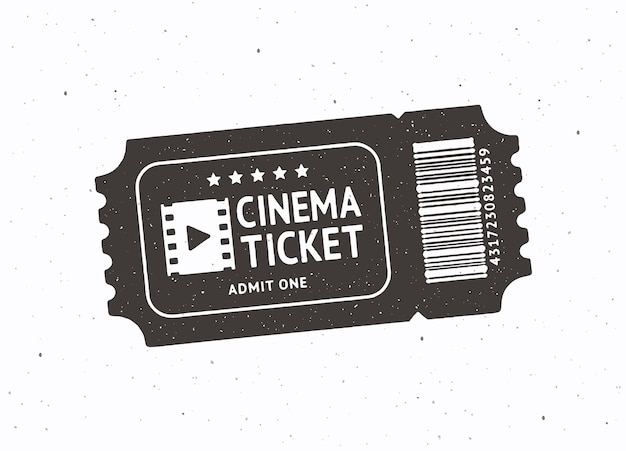 Силуэт одного билета в кино со штрих-кодом векторные иллюстрации