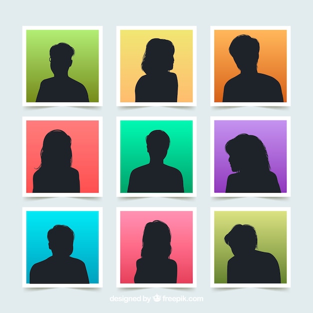 Free vector silhouette pack of avatars