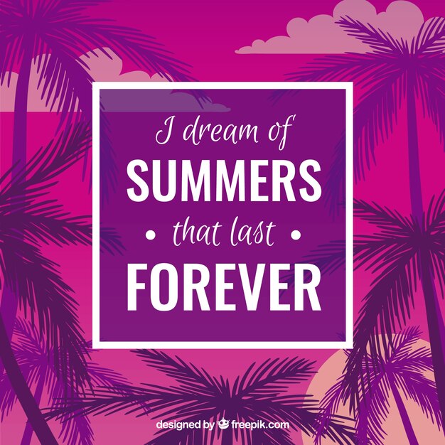 Silhouette palms background with quote