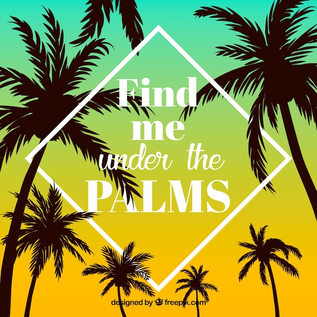 Free vector silhouette palms background with quote