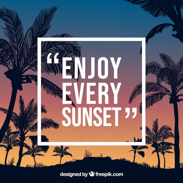 Free vector silhouette palms background with quote