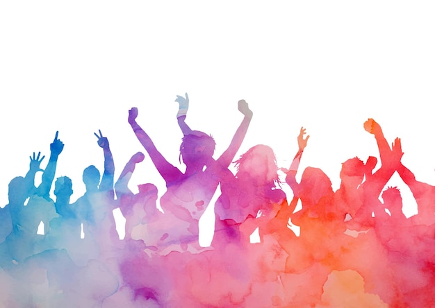 Free vector silhouette of a party audience in a watercolour texture