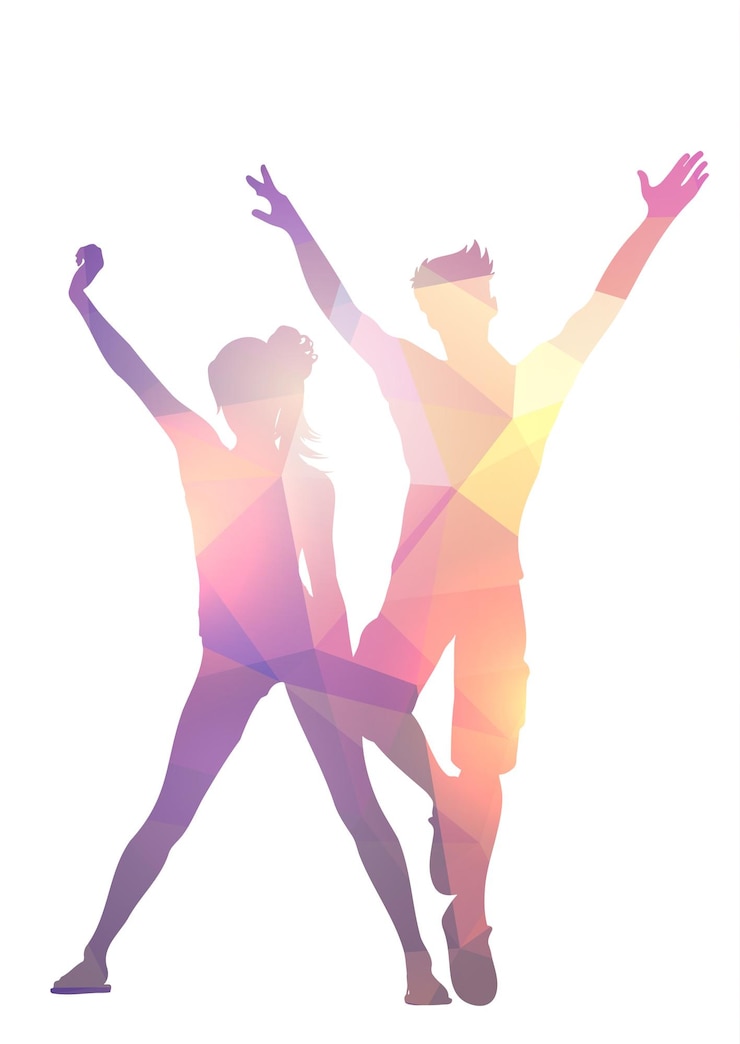 Free Vector silhouette of a party couple with a low poly design