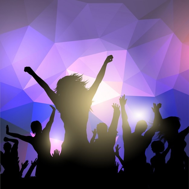 Free vector silhouette of a party crowd on an abstract background