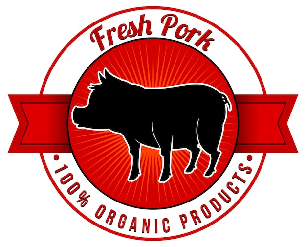 Free vector silhouette pig logo for pork products