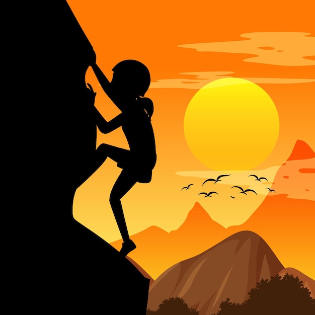 Free vector silhouette rock climbing background