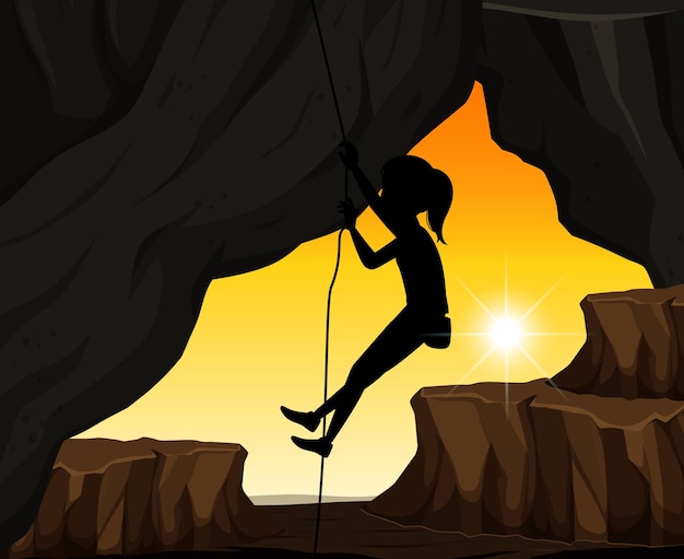 Silhouette rock climbing background