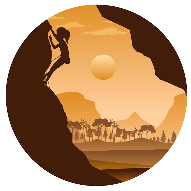 Free vector silhouette rock climbing badge