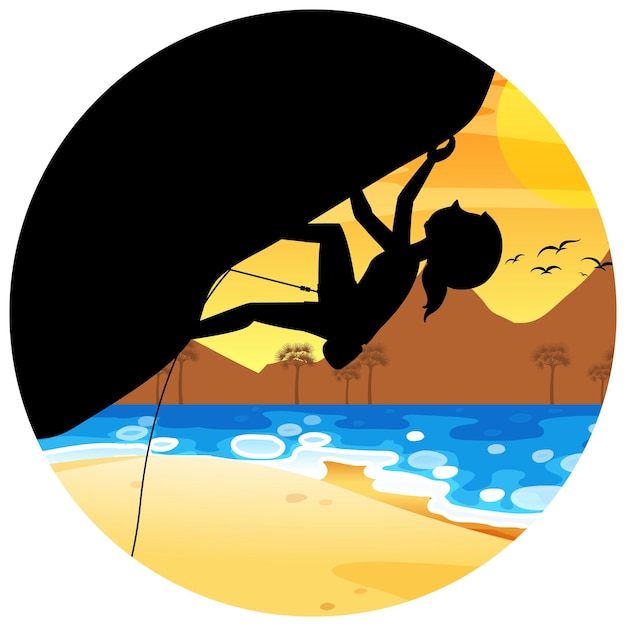 Silhouette rock climbing badge