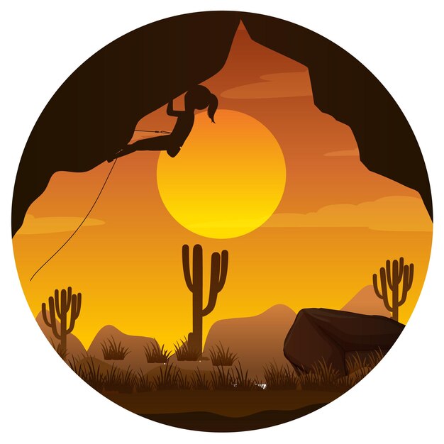 Silhouette rock climbing badge