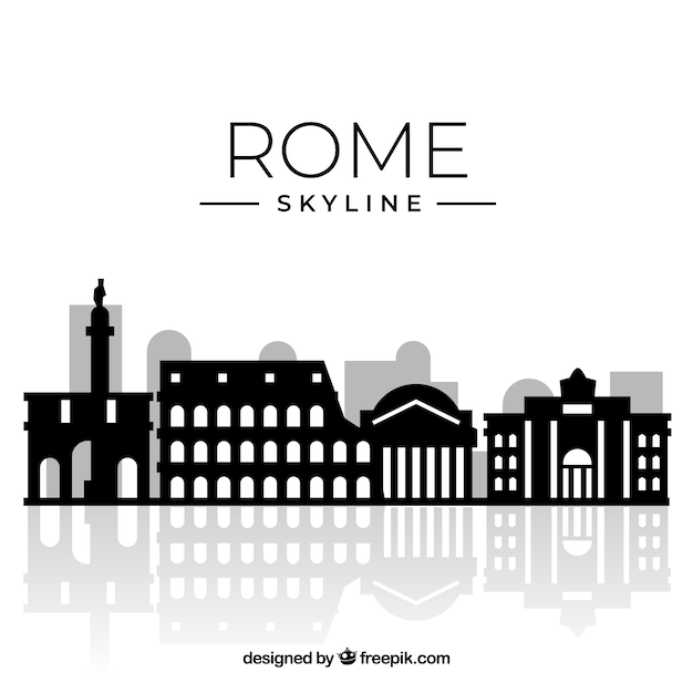 Silhouette rome skyline background