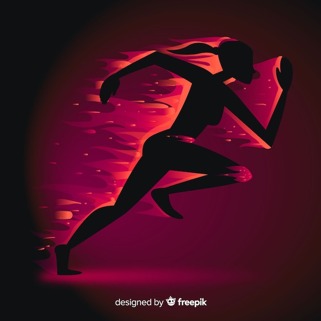 Silhouette of Runner in Flames: Vector Templates Free Download