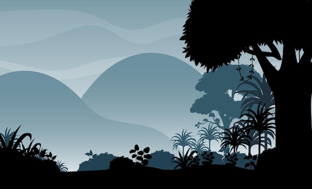 Free vector silhouette shadow of forest scene