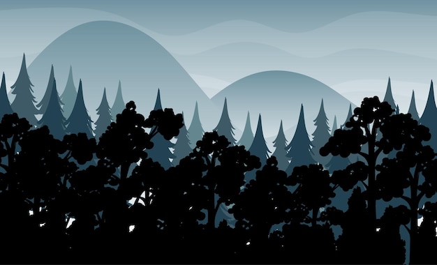 Free Vector silhouette shadow of forest scene