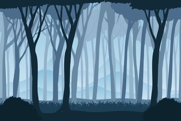 Silhouette shadow of forest scene