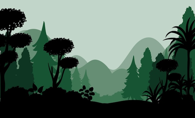 Free vector silhouette shadow of forest scene