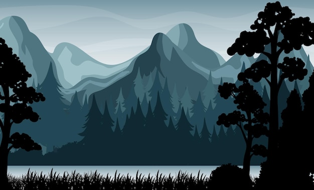 Free vector silhouette shadow of forest scene