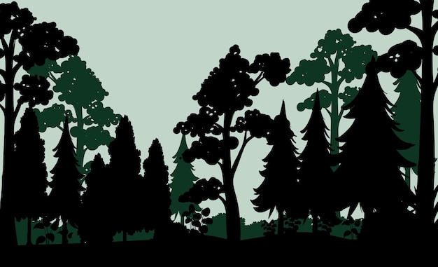 Silhouette shadow of forest scene