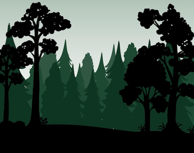 Free Vector silhouette shadow of forest scene