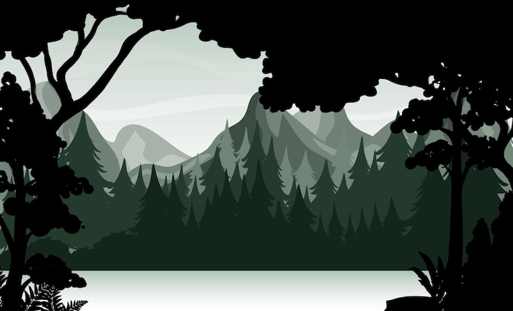 Free Vector silhouette shadow of forest scene