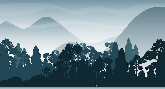 Free vector silhouette shadow of forest scene