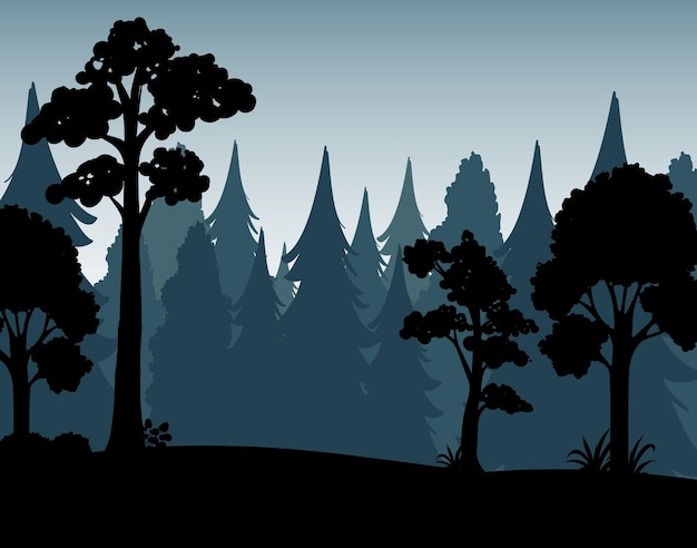 Free vector silhouette shadow of forest scene