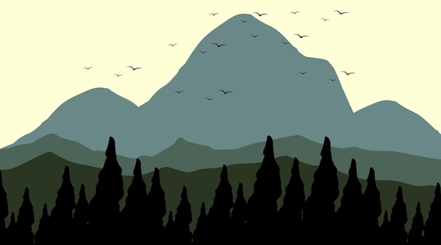 Free vector silhouette shadow of forest scene