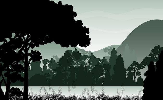 Free vector silhouette shadow of forest scene