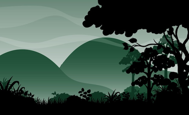 Free vector silhouette shadow of forest scene