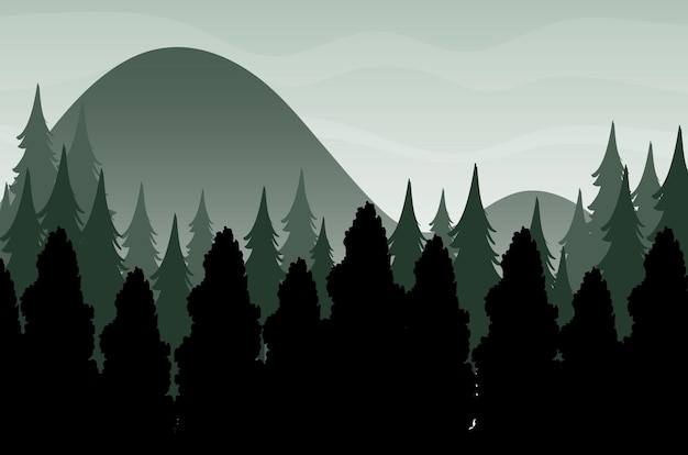 Бесплатное векторное изображение Силуэт тени лесной сцены