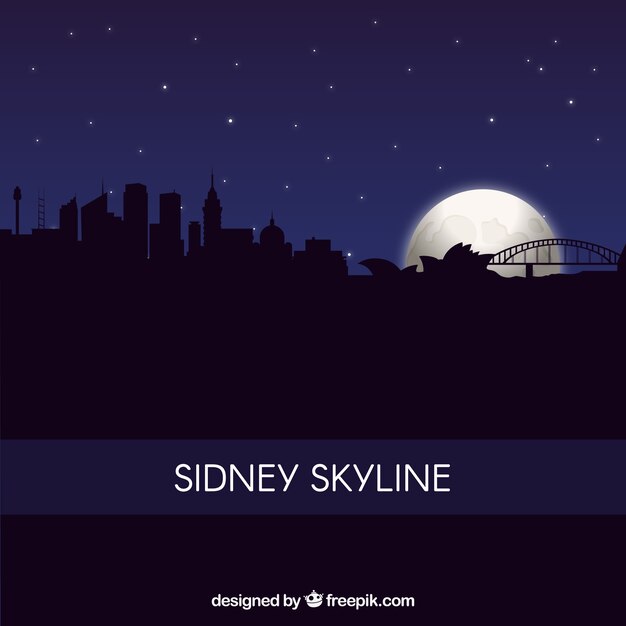 Silhouette sidney skyline background