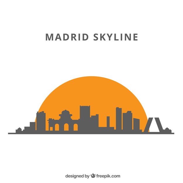 Silhouette skyline background in flat style