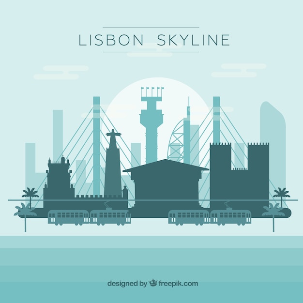 Free vector silhouette of skyline of lisbon