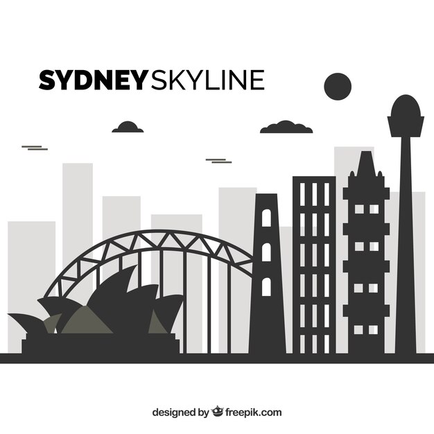 Silhouette of skyline of sydney