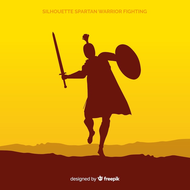 Free vector silhouette of a spartan warrior training