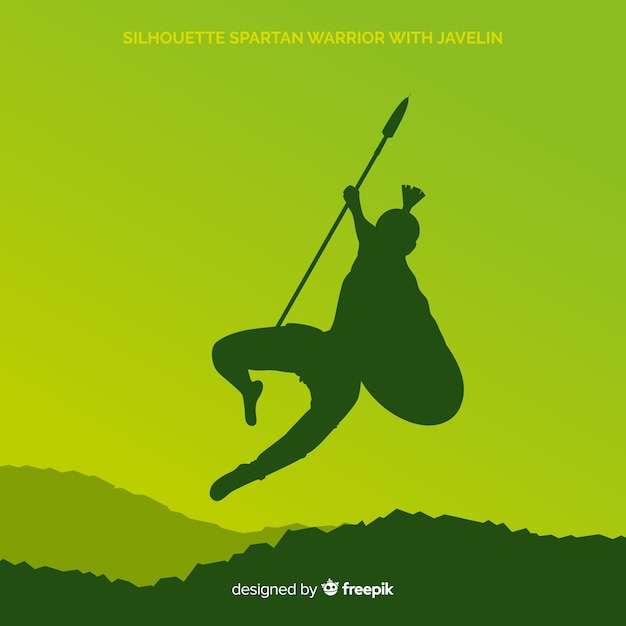 Free vector silhouette of a spartan warrior training