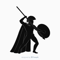 Free vector silhouette of spartan warrior with javelin