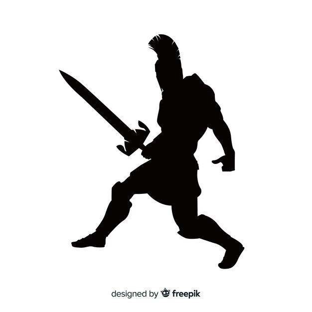 Silhouette of spartan warrior with sword