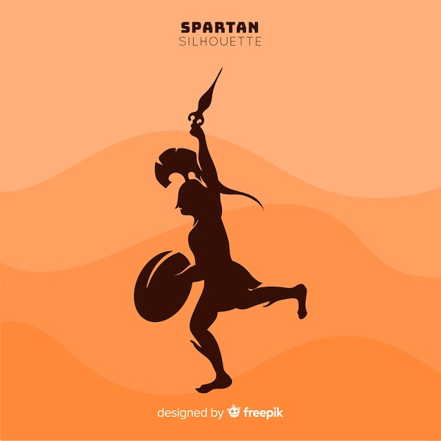 Silhouette of spartan warrior with sword