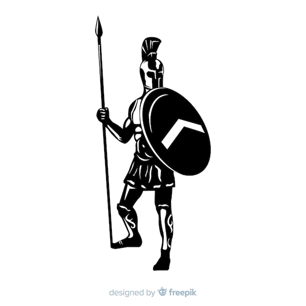 Free vector silhouette of a spartan warrior