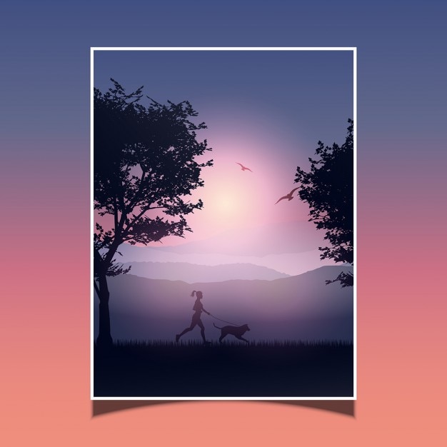Free vector silhouette of a woman jogging