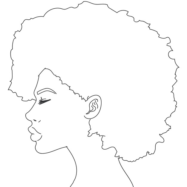 Silhouette of woman with curly hair