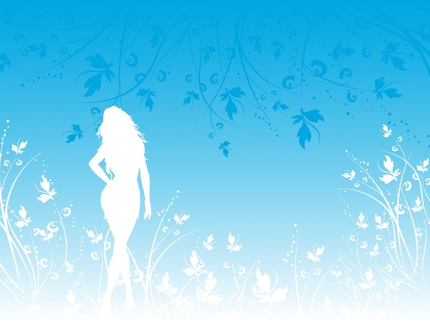 Silhouette of a woman with floral elements